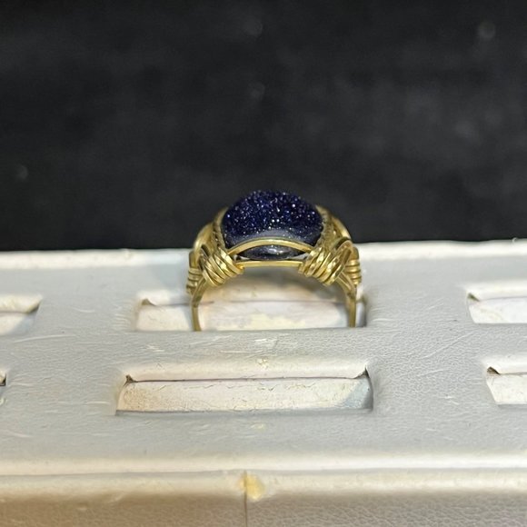 Vintage Gold Filled Wire Wrapped Purple Sun Star Stone Ring Size 6 (R230) - Picture 3 of 5